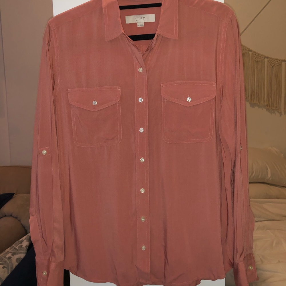 Loft Burnt Orange Long Sleeve Button Down
